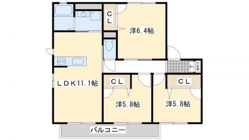 ファインメゾン上の原Ⅲ【201号室】の間取り