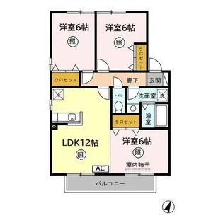リビングタウン浅川 B【202号室】の間取り