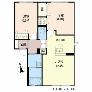 ヴェルドミールK A棟【102号室】の間取り
