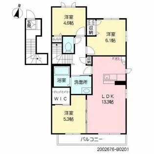 シャンティ【B-201号室】の間取り