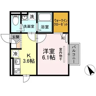 Carnelian 穴生【105号室】の間取り
