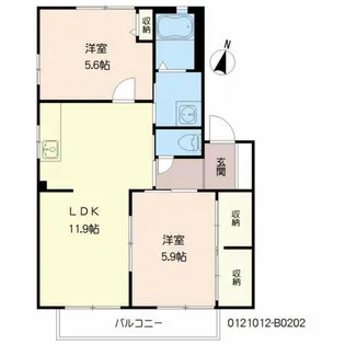 ハウストランキル【B202号室】の間取り