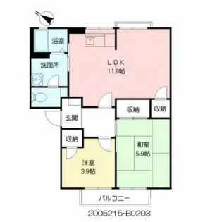 ファミール真木【B-203号室】の間取り