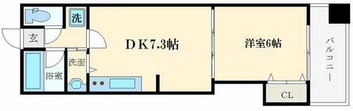 ゼフェロス南堀江【606号室】の間取り