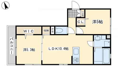 ソレイユひびきが丘【201号室】の間取り