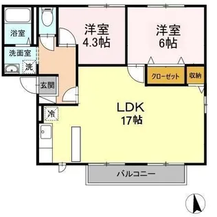 サラダ村 C棟【202号室】の間取り