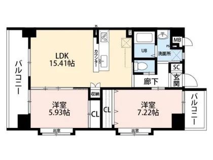 ウイングス穴生【301号室】の間取り