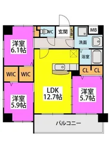 F STAGE 折尾【707号室】の間取り