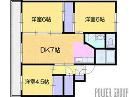 ビレッジハウス江別1号棟【2階】の間取り