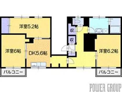 ビレッジハウス野幌10号棟【4階】の間取り