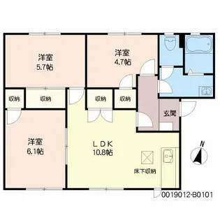 ヴィレッジヒルズB棟【1階】の間取り