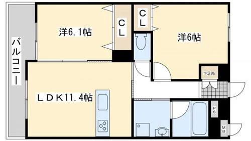 浜町テラス【1階】の間取り