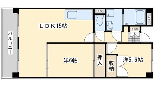 パークサイド萩原【6階】の間取り