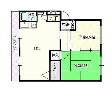 御殿山コーポA【204号室】の間取り