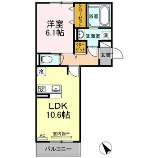イオメール折尾【A-307号室】の間取り