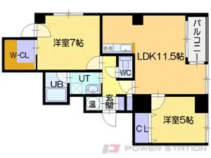 レーベン野幌【5階】の間取り