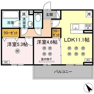 アークパルシモン【202号室】の間取り