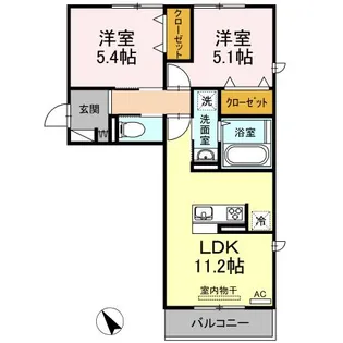 イオメール折尾【A-201号室】の間取り