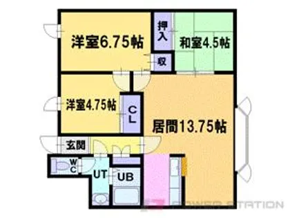 ヴィラ船見坂A【1階】の間取り