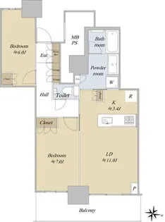 プラウドタワー名古屋栄【23階】の間取り