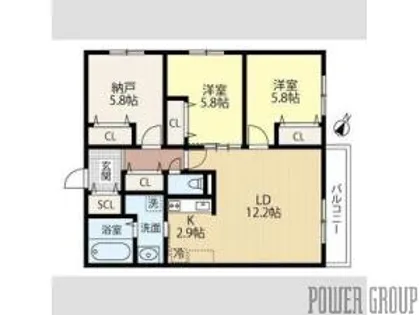 WELL BRIGHT 朝日RESIDENCE【3階】の間取り