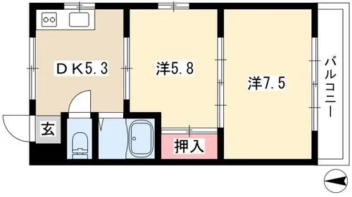 エポック城【2A号室】の間取り
