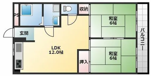 ハイツせせらぎ北棟【1階】の間取り