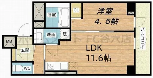 パークフラッツ安堂寺町【5階】の間取り
