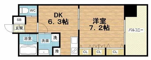 レジュールアッシュ福島【4階】の間取り