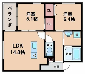 サン・ピース阿倍野【1階】の間取り