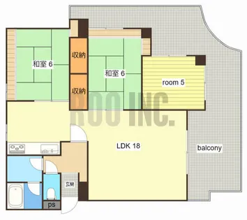 伽屋町マンション【6-A号室】の間取り