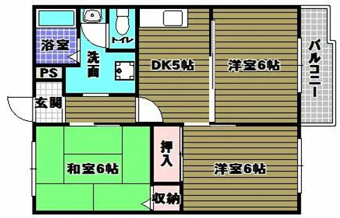サンハイツ西井Ⅱ【2階】の間取り