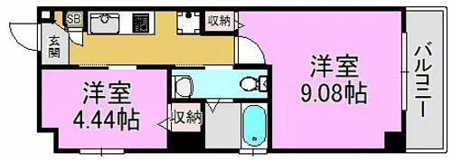 グランシアター高井田【4階】の間取り