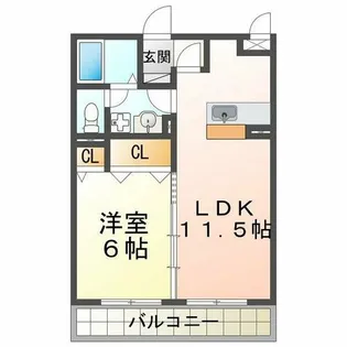 アルコバレーノ潤和【1階】の間取り