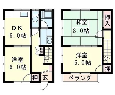 滋賀県大津市相模町【テラスハウス】の間取り