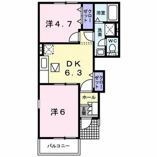 ヴィラージュ波風D棟【1階】の間取り