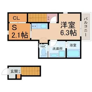 WisteriaⅡ(ウィステリアツー)【201号室】の間取り