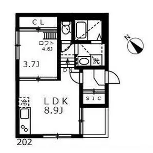 ハーモニーテラス志賀町Ⅷ【202号室】の間取り