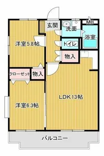 御所ノ瀬マンション【2階】の間取り