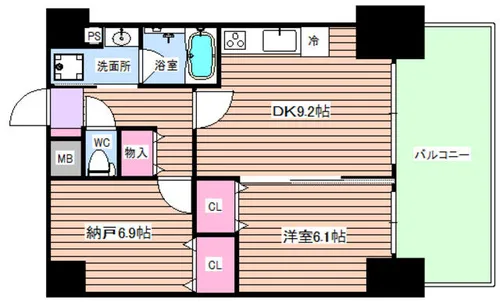 イグレック南本町【14階】の間取り