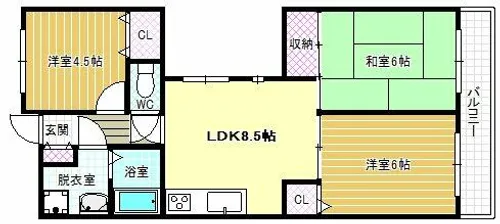 シャルマンフジ富田林【4階】の間取り