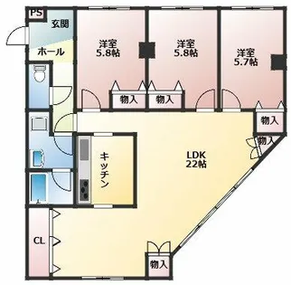 シティーオーク【3A号室】の間取り