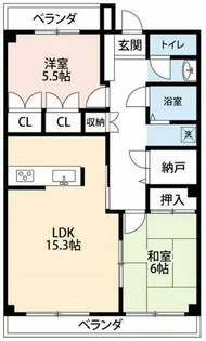 2LDKの間取り画像