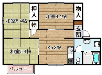 タウニーかわなかA棟【205号室】の間取り