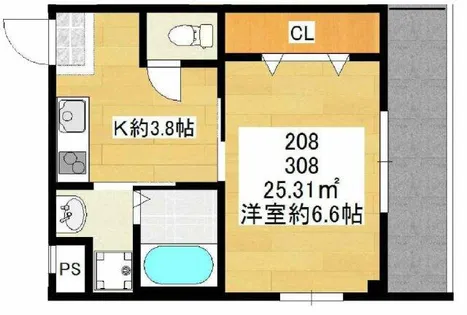 Siete 桃谷【2階】の間取り