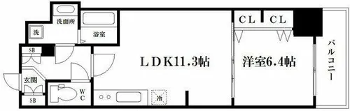 フォーリアライズ本町レクス【4階】の間取り