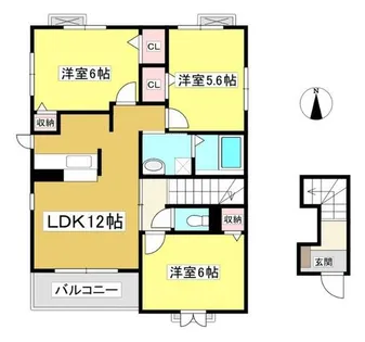 カーサ・ソレイユC【2階】の間取り