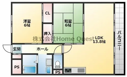 シロハイヌ小阪【4階】の間取り