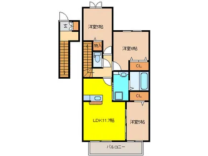フェリーチェ中山【2階】の間取り