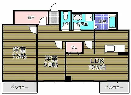 パインリーフ和泉【5階】の間取り